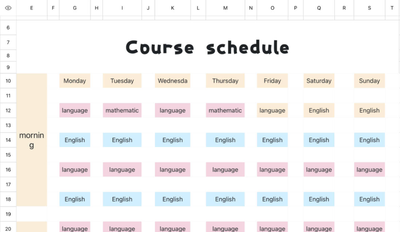 Class schedule 8 1